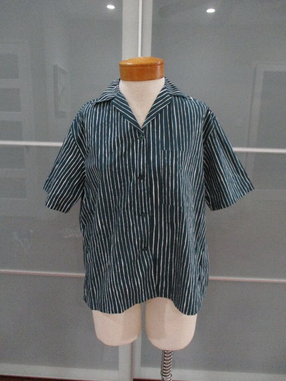 Marimekko x Uniqlo Short Sleeve 100% Cotton Striped Button Front Shirt